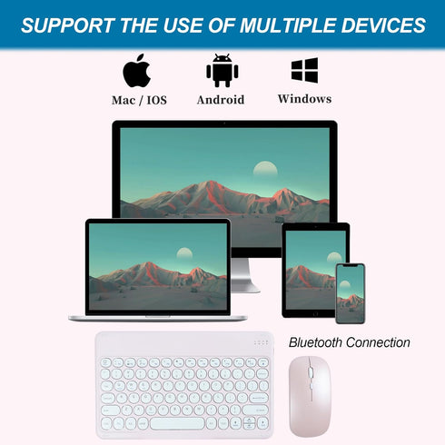 Bluetooth Keyboard and Mouse Combo,Rechargeable keyboard mouse combo,Ultra-Slim Portable Compact Wireless Mouse Keyboard Set for iPad/iPad Pro/iPa...