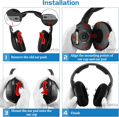 Geekria Sport Cooling-Gel Replacement Ear Pads for Sennheiser RS160, HDR160, RS170, HDR170, RS180, HDR180 Headphones Ear Cushions, Headset Earpads...