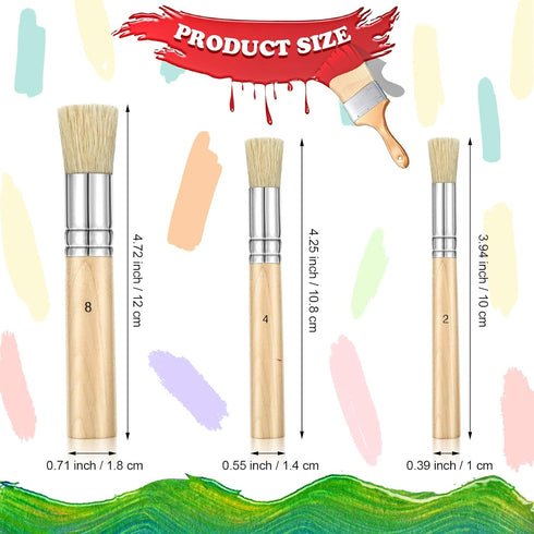 12 Pieces Wooden Stencil Brushes Natural Stencil Brushes Bristle Painting Brushes Wooden Handle Painting Stencil Brushes for Acrylic Oil Watercolo...