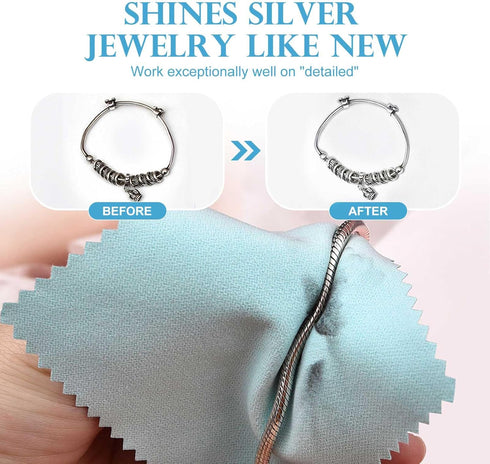 SEVENWELL 50pcs Jewelry Cleaning Cloth Mediumturquoise Polishing Cloth for Sterling Silver Gold Platinum Small Silver Polish 8x8cm...