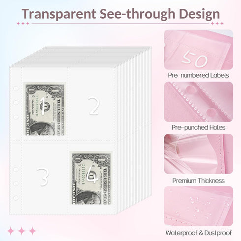 Sooez 100 Envelopes Challenge Binder, Money Saving Challenge Budget Binder with Cash Envelopes, Savings Challenge Book - Easy & Fun Way to Save $5...