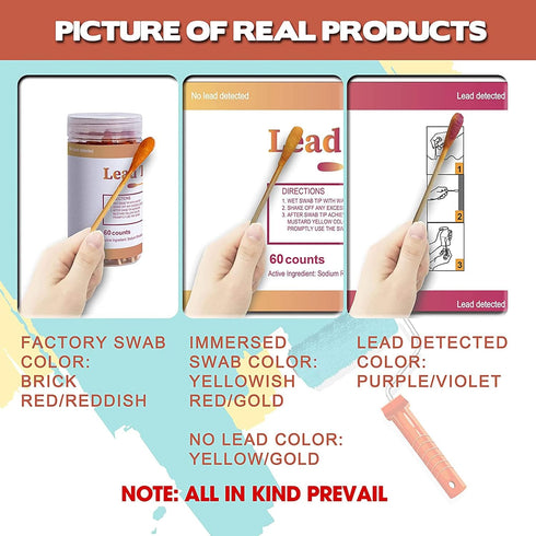 Lead Test Kit with 60 Pcs Lead Testing Swabs - Suitable for All Painted Surfaces, Dishes Toy Jewelry Metal Ceramics Wood - Rapid Test Results in 3...