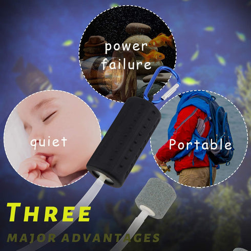 USB Aquarium Air Pump, Ultra Durable & Quiet USB Nano Air Pump, Small Air Bubbler for Aquarium Fish Tank with Air Stone and Silicone Tube...