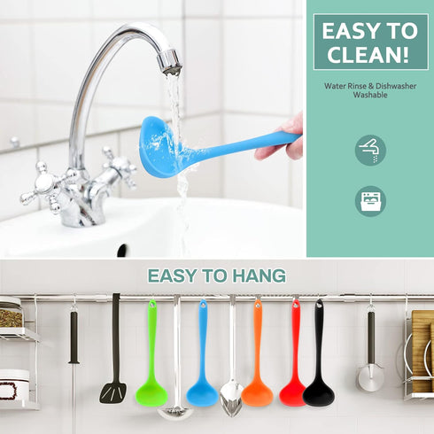 5 Pieces Silicone Ladles for Cooking - Small Soup Ladle Spoon Heat Resistant Kitchen Ladle Spoons, Cooking and Serving Spoon for Soup Sauce Chili ...