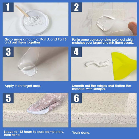 Quartz Countertop Chip Repair Kit - White Granite & Marble Repair Kit, Suitable for Granite, Marble, Quartz Stone, and Other Stone Surface Crack Q...