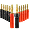Diospyros 4 mm Gold Plated Open Screw Type Speaker Connector Banana Plugs,12 Count(1 Pack of 6 Pairs)......