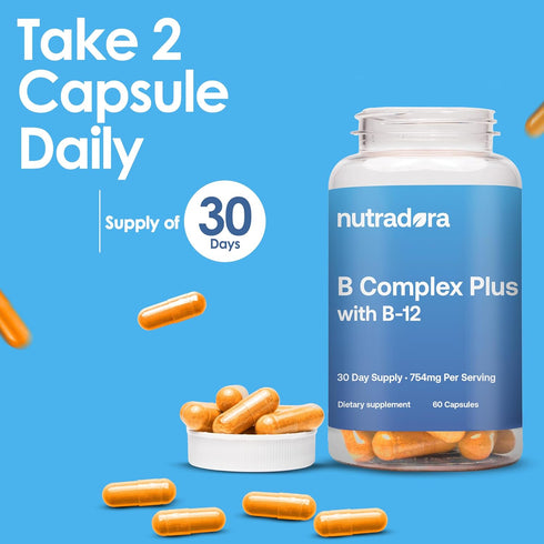 Vitamin B Complex with Vitamin C - B Complex Vitamins for Men and Women, 11-in-1 B-Complex for Brain & Energy Support, Immune & Nervous System Sup...