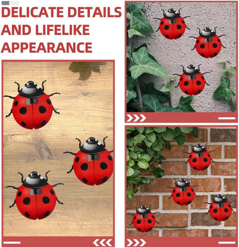 Luxshiny 2pcs Metal Garden Decor for Outside Cute Ladybugs Yard Art Lawn Ornaments Wall Sculptures Statues Fence Patio Garden Outdoor Decorations ...