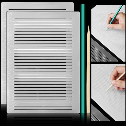 2 Packs Plastic Straight Line Stencil Template for Journaling Spacing Line Lettering Guide 11 Inch Scale Writing Ruler Envelope Addressing Templat...