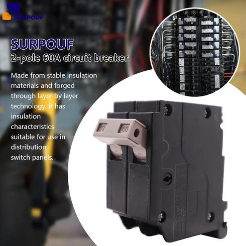 2-Pole 60 Amp Circuit Breaker 120/240V 3/4-Inch Fit for Cutler Hammer Thermal Magnetic Protection Plug-On Molded Case...