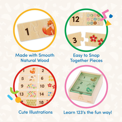 Battat – One-Match Puzzle – Numbers Wooden Puzzle for Toddlers – Wooden Toys – Educational Toys – 3 Years + – Self Correcting Puzzles with Storage...