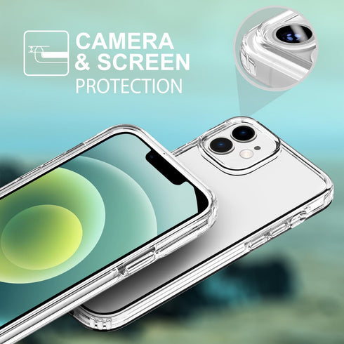 TENOC Phone Case Compatible with iPhone 12 Mini, Clear Case Non-Yellowing Protective Bumper Hard Back Cover for 5.4 Inch...