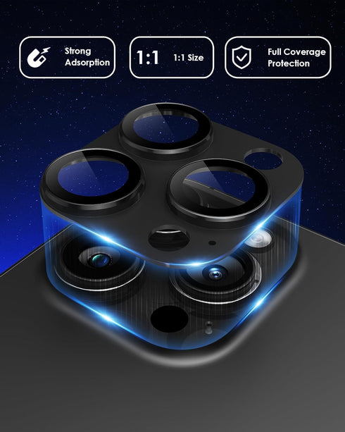 Compatible for iPhone 15 Pro/iPhone 15 Pro Max Camera Lens Protector 3D Metal Tempered Glass Screen Anti-Explosion Camera Cover for iPhone 15 Pro ...