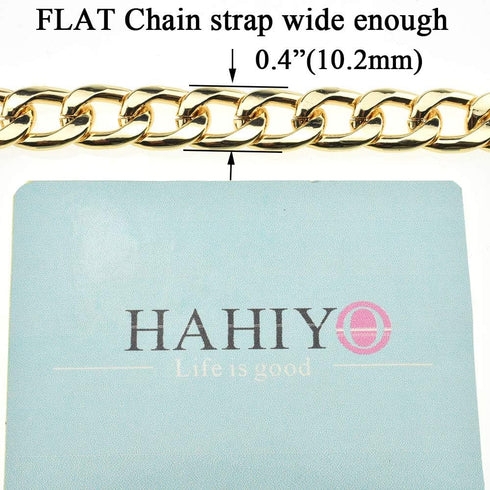 HAHIYO Purse Chain Strap Length 15.7 inches SPOT-ON Gold for Shoulder Cross Body Sling Purse Handbag Clutch Replacement Strap Comfortable Flat 0.4...