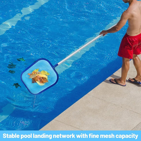 Pool Skimmer Net with Pole, Professional Swimming Pool Leaf Cleaning Net, Ultra Fine Mesh and 23''- 60'' Telescopic Pole Rake Net for Pool, Pound,...