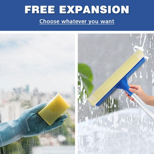 Professional Window Squeegee,2 in 1 Squeegee Window Cleaner with Long Stainless Steel Handle,Sponge Car Window Squeegee for Gas Station, Glass,Sho...