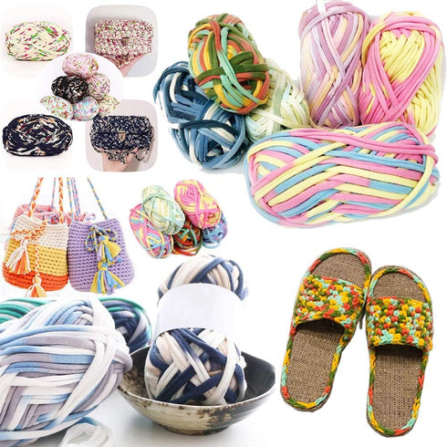 1 PCS Colorful T-Shirt Yarn Knitting Yarn Fabric Crochet Cloth for DIY Knitted Fabric Art (#53 Yellow&Green)...