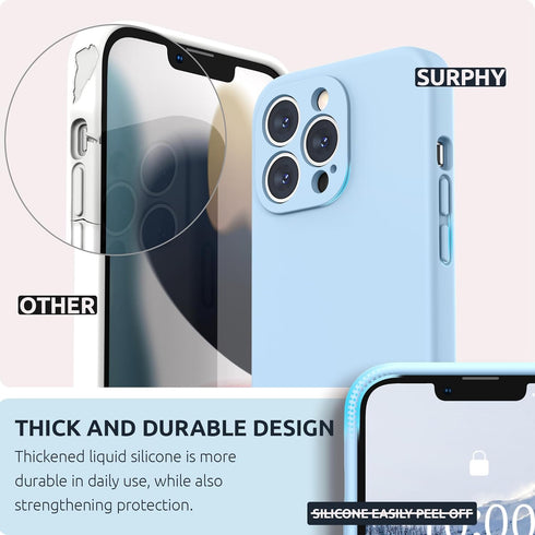 SURPHY Compatible with iPhone 13 Pro Case with Screen Protector, (Camera Protection + Soft Microfiber Lining) Liquid Silicone Phone Case 6.1 inch ...