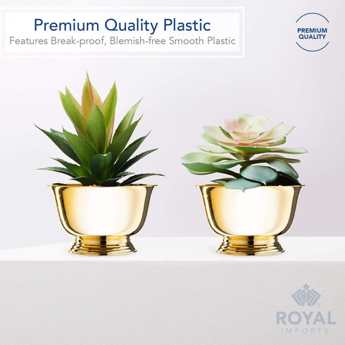 Royal Imports 6" Decorative Plastic Planter Pedestal Bowl- Flower Pot Cover, Footed Succulent Dish for Wedding, Party, Garden, Home and Holiday De...