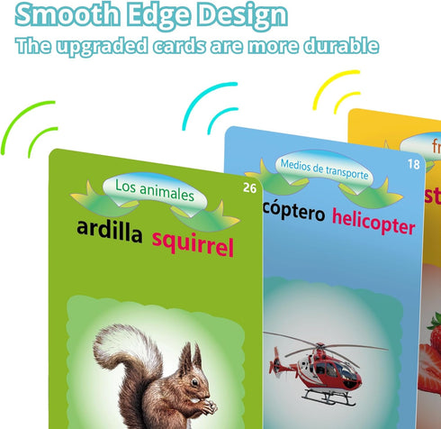 Spanish Learning Flash Cards for Toddlers 2-4 Years Bilingual Spanish English, Speech Therapy Toys, Preschool Educational Learning Talking Sight W...