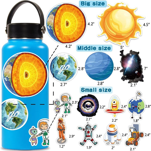 65pcs Space Vinyl Stickers Pack for Laptop Water Bottle, Solar System Stars Planets Waterproof Stickers for Kids Teachers Students, Astronaut Gala...