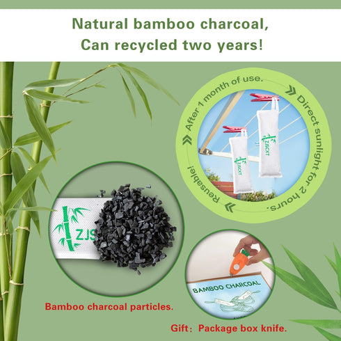 Charcoal Shoe Odor Deodorizer Inserts - Smells Eliminator for Sneakers, Boot and Gym Bag with Box Opener (6Packs, 2.8OZ/Pack)...