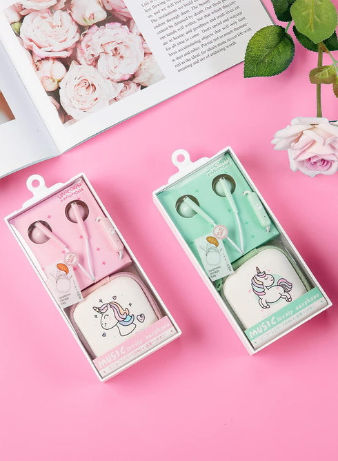 Earbuds for Kids with Storage Case Cute Kids Earbud with Mic Microphone for School Wired in-Ear Headphones for Girls Boys Adultskids Earbuds (Pink...