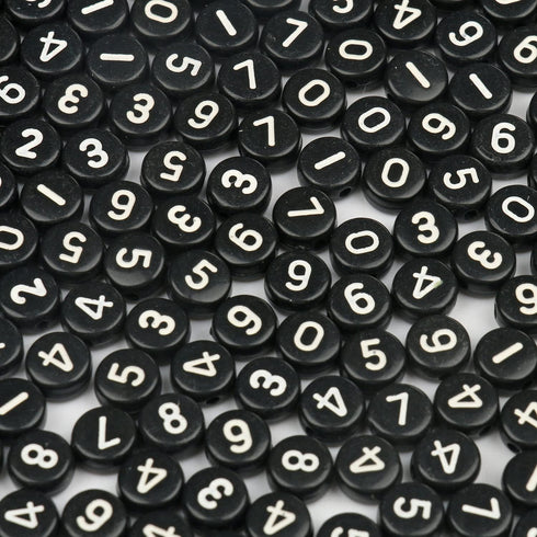Yochus 1000pcs Black Round Acrylic Number Beads 4x7mm White Figure 0-9" Beads for Jewelry Making and DIY Bracelets, Necklaces, Key Chains...