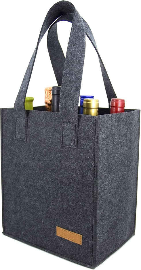 6 Bottle Wine Carrier Tote Reusable Grocery Bags for Travel, Camping and Picnic, Perfect Wine Lover Gift...