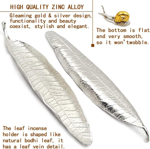 Incense Holder Set - Leaf and Snail Incense Burner,Incense Holders for Sticks Ash Catcher,Durable Zinc Alloy Materia,Modern Natural Design,Incense...