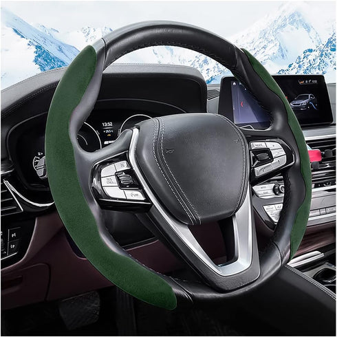 Car Steering Wheel Cover, Microfiber Suede Leather and Carbon Fiber Double Sided Design, Warm in Winter and Cool in Summer, Breathable Non Slip Se...