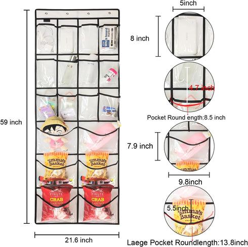 Extra Large Hanging Crystal Clear Over Door Shoe Organizers, Closet Shoe Organizer Shoe Rack Organizer Shoe Storage, 12+6Pockets, 4+4Hooks, white ...