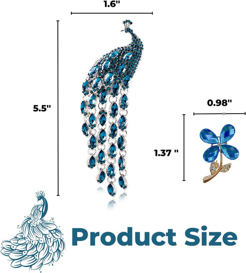 Rhinestone Peacock Brooch Pin, Alloy Steel, no gemstone...