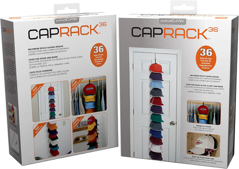 Perfect Curve Cap Rack System 36 – Baseball Cap Organizer (12 clips hold up to 36 caps,Black)...