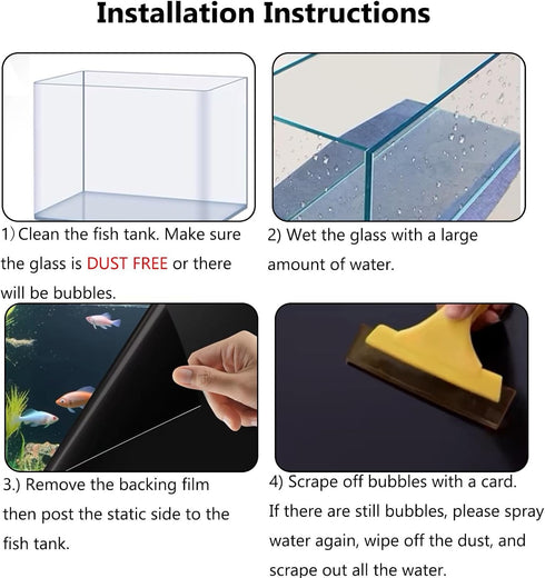Fish Tank Aquarium Background - Black, Electrostatic Adhesion, Glue-Free, Easy Installation, Traceless Removal, Size 11.8 X 39 Inch...