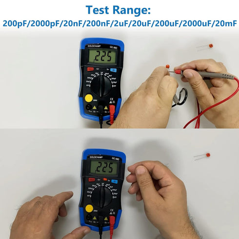 Digital Multimeter Capacitance Meter 200pF-20mF Meter Capacitor Handheld Multimeter Tester with Multi Testers Manual Range Measure Tool, Back Ligh...