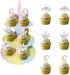 Unicorn Cardboard Cupcake Stand with Toppers 3 Tire Treat Stands Birthday Baby Shower Cartoon Theme Party Supplies Dessert Holder (1 Stand+18 pcs ...