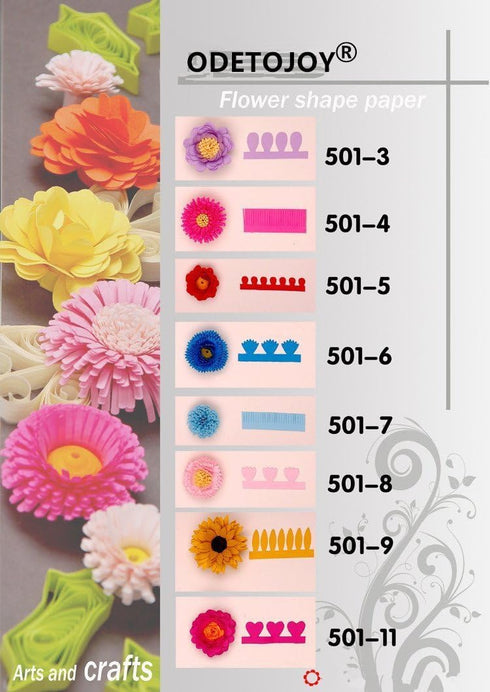 ODETOJOY Flower Quilling Paper Strips Craft Make Paper Flowers Kit for Scrapbooking-(40PCS, 8 Patterns) with Embossing Ball Stylus Tool (8 Pattern...