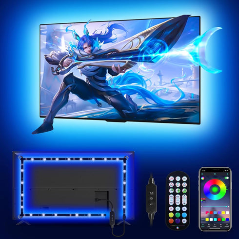 Daymeet LED Lights for TV 40-65 inch TV Behind Lighting, 13.1ft TV Led Backlight TV Led Light Strip, USB Powered RGB Led TV Lights Behind with Rem...