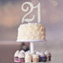 21 Cake Topper - Premium Silver Metal - 21st Birthday Party Sparkly Rhinestone Decoration Makes a Great Centerpiece - Now Protected in a Box...