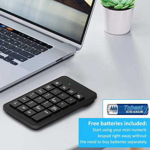 Bluetooth Number Pad with Battery, 23 Keys Wireless Numeric Keypad Upgraded Version of 10 key Keyboard Financial Accounting Numpad Compatible for ...