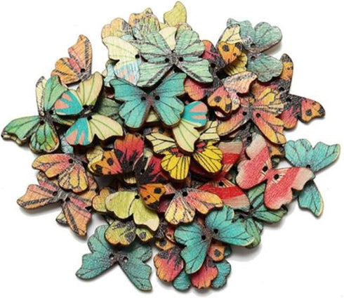 100PC DIY Wooden Buttons, a Variety of Animal Cartoon Characters, a Variety of Colors (can be Selected) (Color1)...