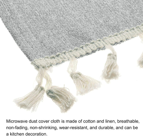 MECCANIXITY Microwave Oven Cover Dust, 13.78"x37.4" Cotton and Linen Decorative Kitchen Appliance Protective Cover for Home Refrigerator Machine D...