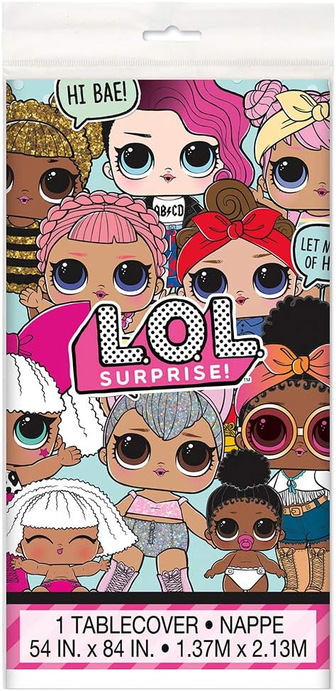 Unique LOL Surprise Rectangular Plastic Table Cover - 54' x 84', 1 Pc...