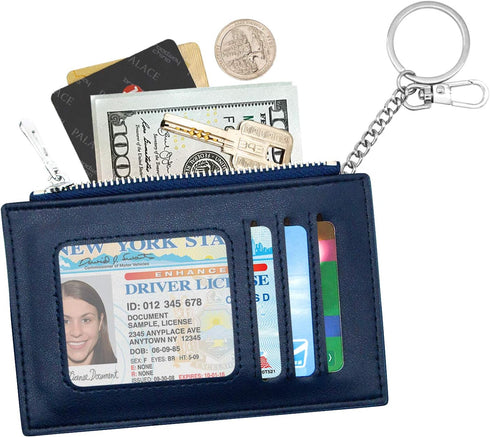 Padike Womens Slim Credit Card Holder Mini Front Pocket Wallet Coin Purse Keychain (Navy blue)…...