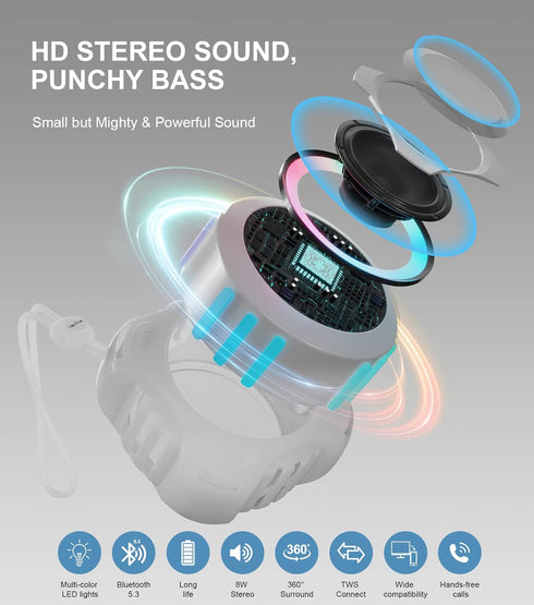 comiso Shower Bluetooth Speaker, Waterproof Bluetooth Speakers IPX7, Floating Portable Wireless Speaker with LED Light, Loud HD Sound and Bass for...