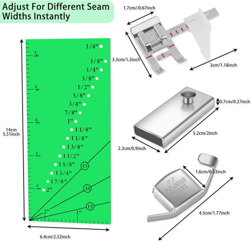Magnetic Seam Guide,Seam Guide Ruler,Adjustable Guide Sewing Machine Presser Foot for Sewing Machine,4 Pieces Sewing Machine Accessories for Begin...