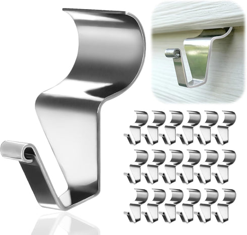 18 Pack Vinyl Siding Hooks Hanger, Siding Hooks for Hanging Outdoor, No Hole Siding Clips to Hang Things, Heavy Duty Stainless Steel Decor Hooks f...