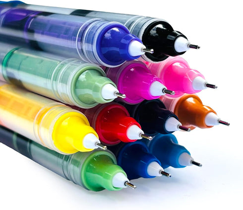 12 Colors Gel Ink Pens Rolling Ball pens 0.5 mm Fine Liquid Ink Rollerball Pens Quick Drying and Smooth Writing for Journaling Office Stationery A...