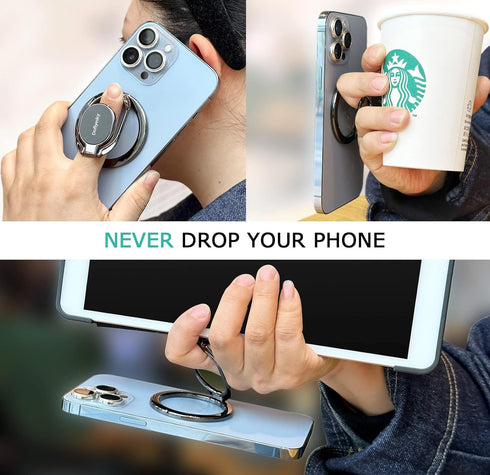 Magnetic Phone Ring Holder with Magsafe, Double Adjustable Gym Finger Ring Grip, Removable Phone Grip, for iPhone, iPad and Smartphones, Compatibl...